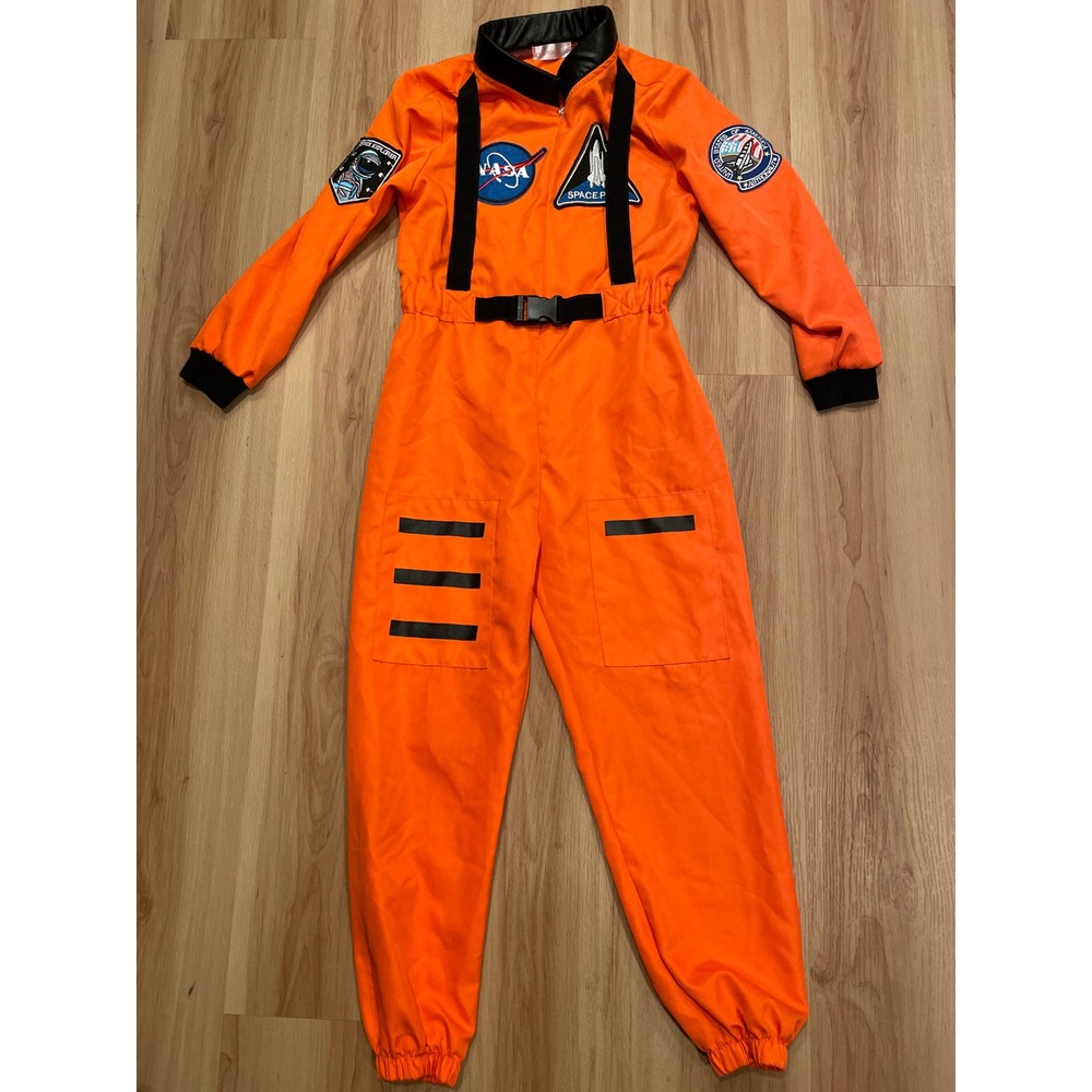 Kids Astronaut Halloween Costume NASA Space Jumpsuit Unisex Size 8-9 Orange